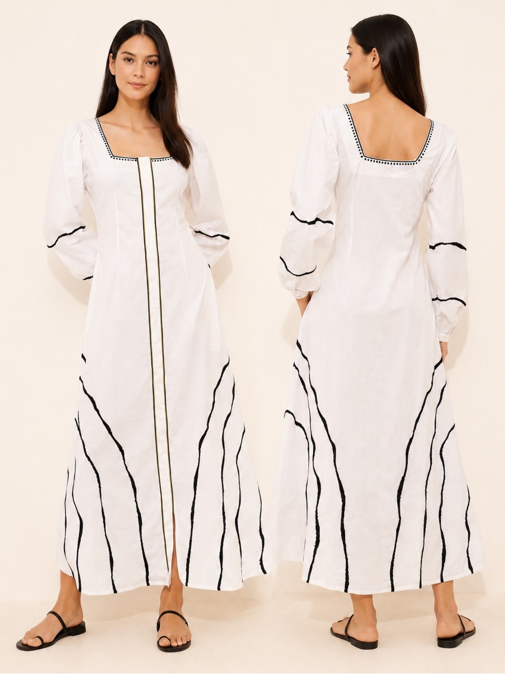 Made In Studio Pisano Maxi Dress S White Cotton Puff Sleeve Anthropologie Boho